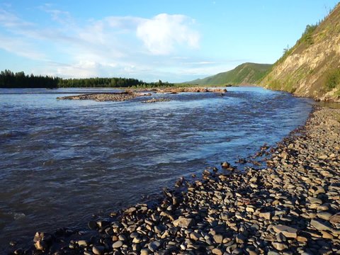 Moma River. Yakutia. The movement of the river.
