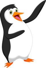 Naklejka premium Cute penguin cartoon waving
