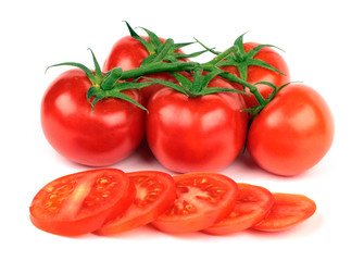 Fresh tomatoes and  tomatoes slices