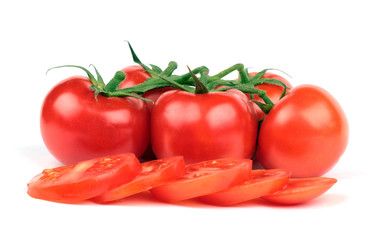 Fresh tomatoes and  tomatoes slices