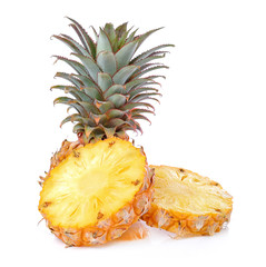 Juicy ripe sliced pineapple isolated on white background