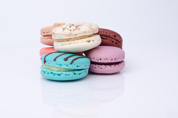 colorful macarons isolated on white