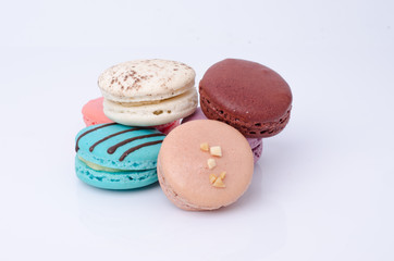 colorful macarons isolated on white