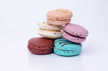 colorful macarons isolated on white