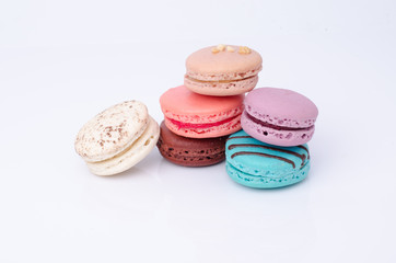 colorful macarons isolated on white