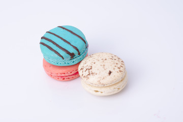 colorful macarons isolated on white