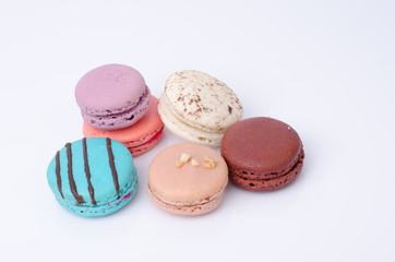 colorful macarons isolated on white