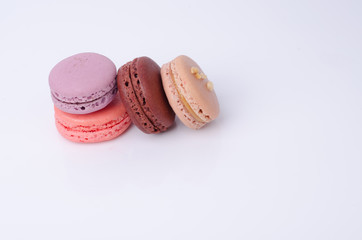 colorful macarons isolated on white