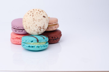 colorful macarons isolated on white
