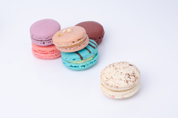 colorful macarons isolated on white