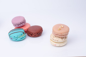 colorful macarons isolated on white