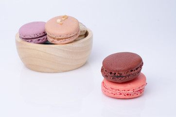 colorful macarons isolated on white