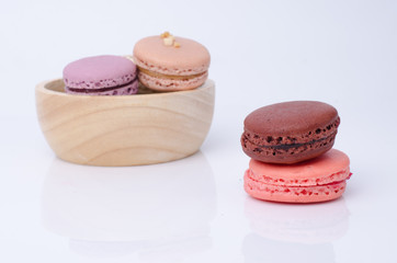 colorful macarons isolated on white