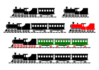 Train icons on white background