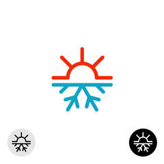 Hot and cold symbol. Sun and snowflake all season concept logo. - 93554411
