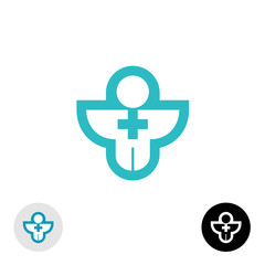 Man with cross religion or medical logo