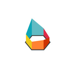 3D construction geometric abstract colorful logo