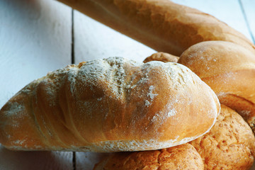 Freshly homemade bread on a table