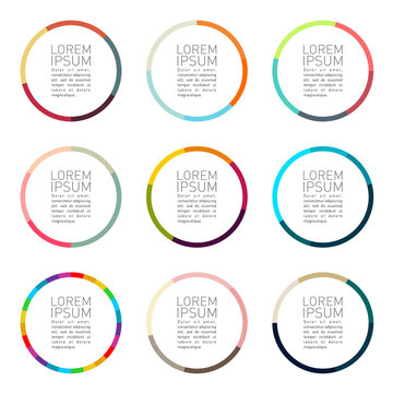 Color circle sector badges set