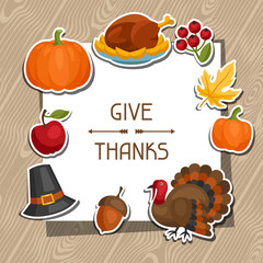 Happy Thanksgiving Day background design with holiday sticker