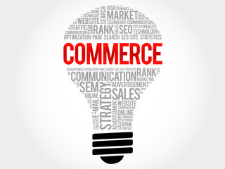 COMMERCE bulb word cloud, business concept