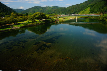 Fototapeta na wymiar Crystal clear river in japan