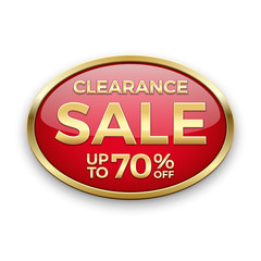Red sale button in golden frame