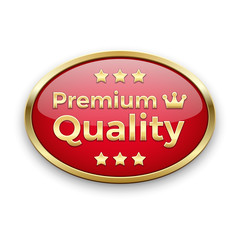 Red premium quality button in golden frame