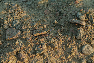 crushed stone in the sand