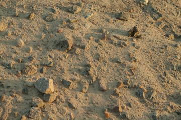 crushed stone in the sand