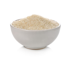 rice in a bowl isolated on white background