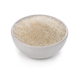 rice in a bowl isolated on white background