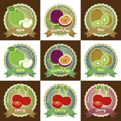 Set of various fresh fruit premium quality tag label badge sticker and logo design