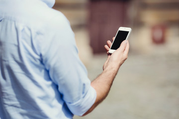 Man holding smartphone