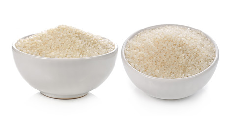 rice in a bowl isolated on white background