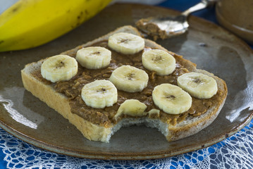 Peanut butter and banana sandwich