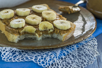 Peanut butter and banana sandwich