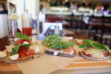 blurred background in the Italian cafes