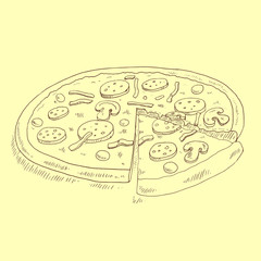 Pizza sketch vector illustration