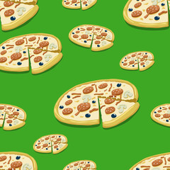Seamless pattern pizza vector illustration