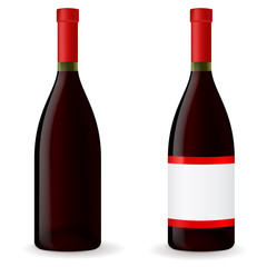 Red wine bottle. Bottles of wine with blank label.