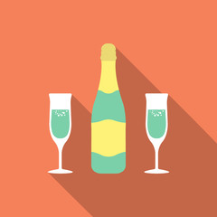 bottle of champagne and champagne glasses