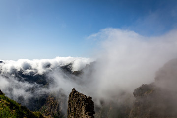 Mountains in clouds landscape