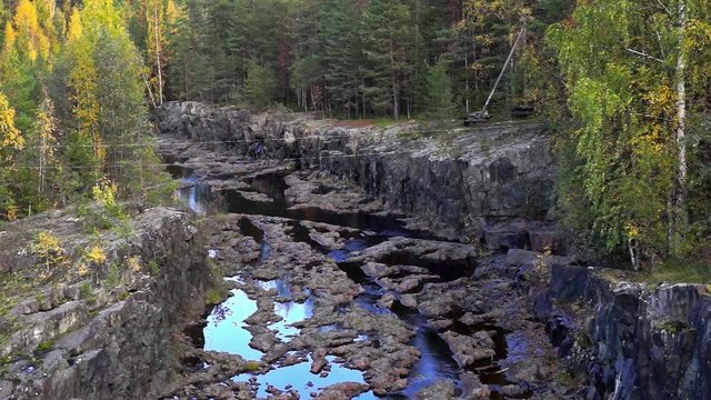 Panorama of forest canyon of Suna river