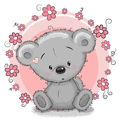 Obraz premium Bear with flowers