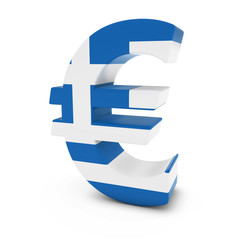 Euro Symbol textured with the Greek Flag Isolated on White Background