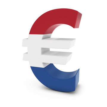 Euro Symbol textured with the Dutch Flag Isolated on White Background