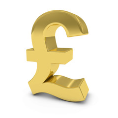 Shiny Gold Pound Symbol Isolated on White Background