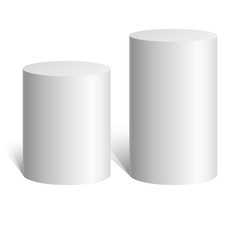 White cylinder. 3D geometric shape. mock up. Vector Illustration