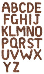 Coffee beans letter isolated on a white